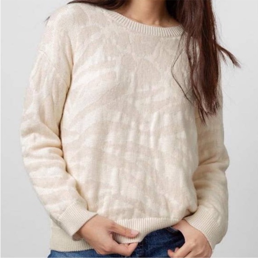 Rails Chance Cashmere Blend Sweater Ivory Mixed Zebra Animal Print Size Small
